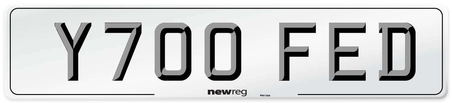 Y700 FED Number Plate from New Reg